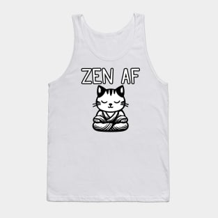 Cute Zen AF Meditating Cartoon Monk Cat Tank Top